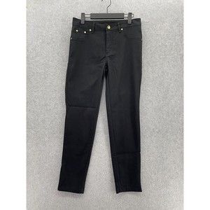 IMAN Women's Black Denim Jeans Skinny Solid Size 6 Short Ankle Zippers Gold